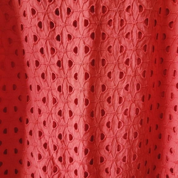 ☀️Lane Bryant Coral Red Eyelet Peplum Top - Picture 5 of 12